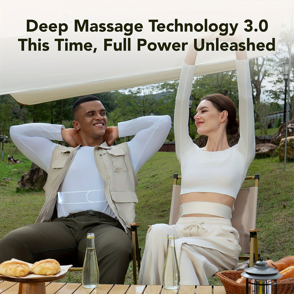 SKG Waist Massager with Heat 4D Cordless Shiatsu Deep Kneading Massage Belt Portable Lower Back & Abdomen Relief Indoor Outdoor Car & Office – Gift for Mom Men & Women White
