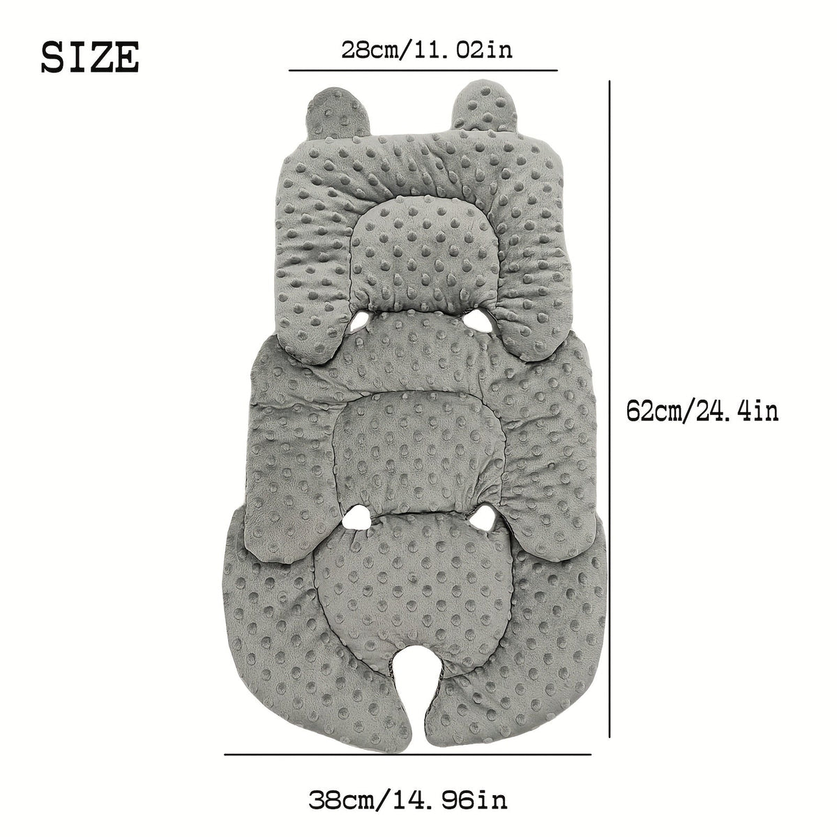 Baby Car Seat Cushion & Infant Headrest Support Set, Universal Newborn Soft Velvet Seat Pad with Ear Detail for Car Seats Bouncers & Strollers, Newborn Head Neck Body Support Insert