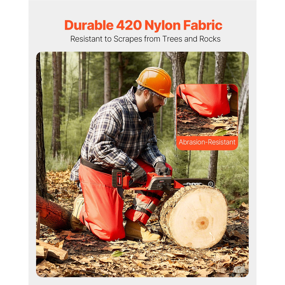 Chainsaw Chaps 39.7" Apron Style, Class D 8-Layer Cut-Resistant Protection, 420D Nylon, ASTM F1897-20 & F3325-20 Certified, Adjustable Waist 22"-48", Lightweight Ergonomic Forestry Safety Chaps