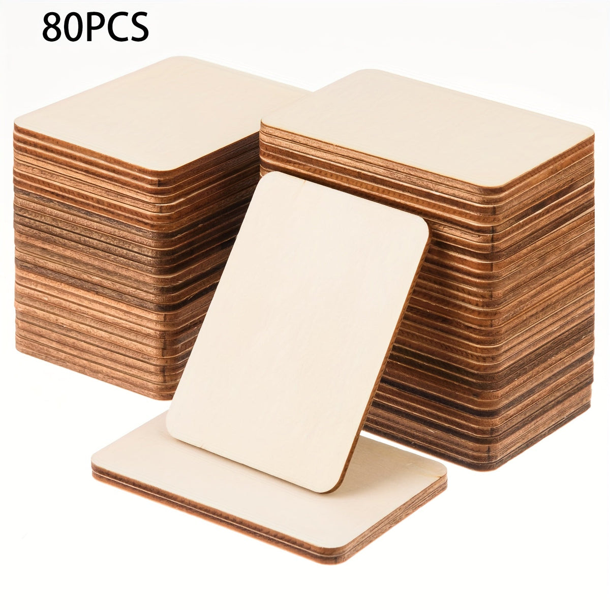 Unfinished Wood Blanks 3x2 Inch Wooden Boards for Crafts, Laser Engraving, Wood Burning, Painting, Art Decorations, Party Gifts, 20/40/80 Pieces