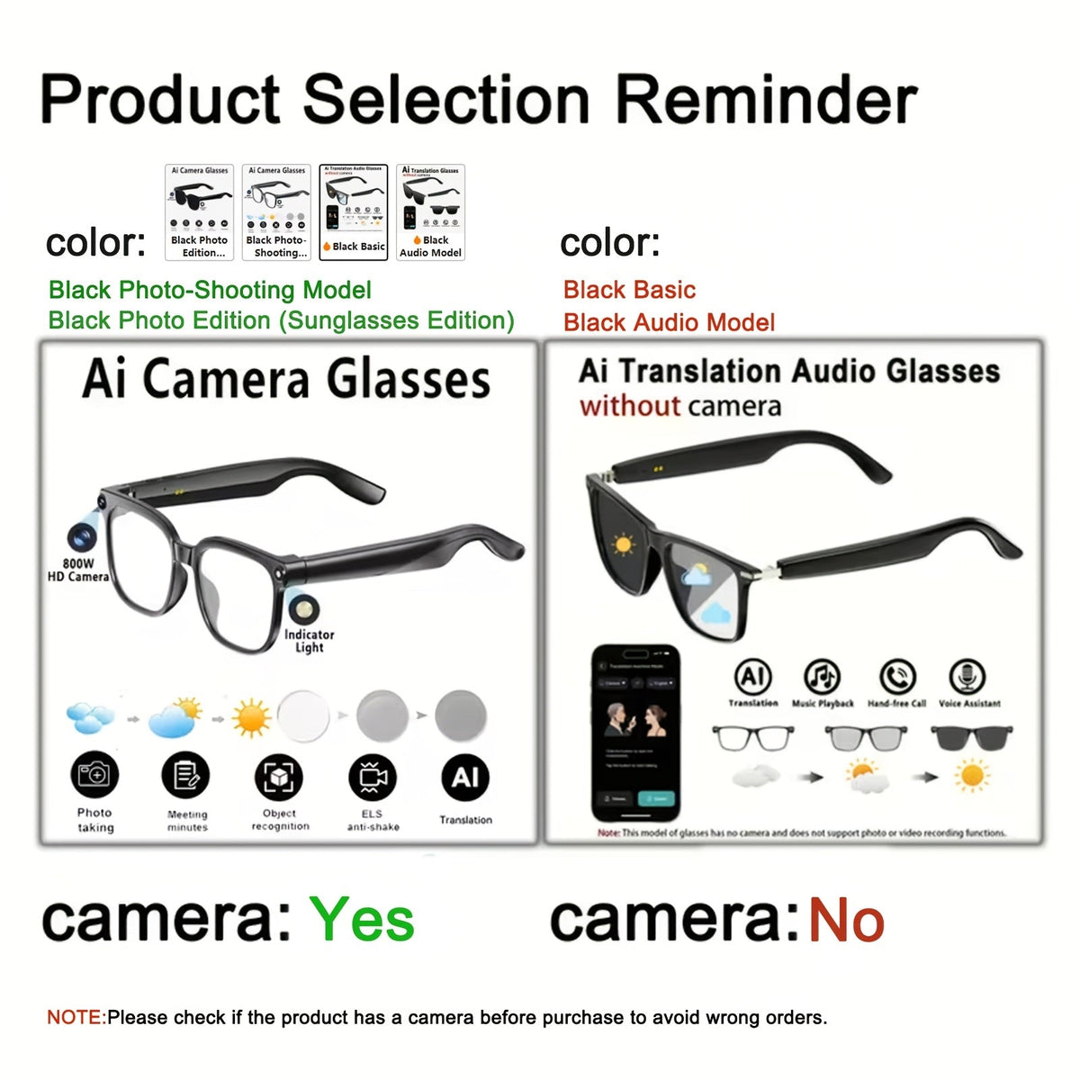 AI Smart Glasses with Camera or Audio – Real-Time Translation in 110+ Languages, HD Video Recording, AI Voice Control, Hi-Fi Music & Calling, Photochromic Lenses, Sports & Skiing Outdoor Wearable Tech