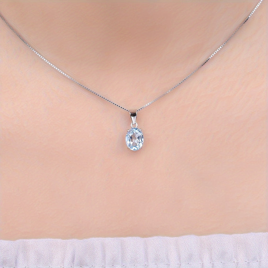 925 Sterling Silver Natural Gemstone Oval Cut Pendant Necklace for Women – Amethyst, Citrine, Garnet, Peridot, Topaz Multi-Faceted Fine Jewelry, Elegant Daily Gift for Girls