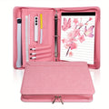 Vegan Leather Portfolio Binder, 3-Ring Zippered A4 Legal Document Organizer with Laptop Pocket for Women and Men