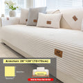 Short Plush Striped Sofa Cover & Cushion - All-Season, Pet-Friendly & Non-Slip - Armchair, Loveseat, 3/4/5-Seater, Backrest, Armrest & Pillowcase - White, Dark Gray, Light Gray, Coffee & Blue