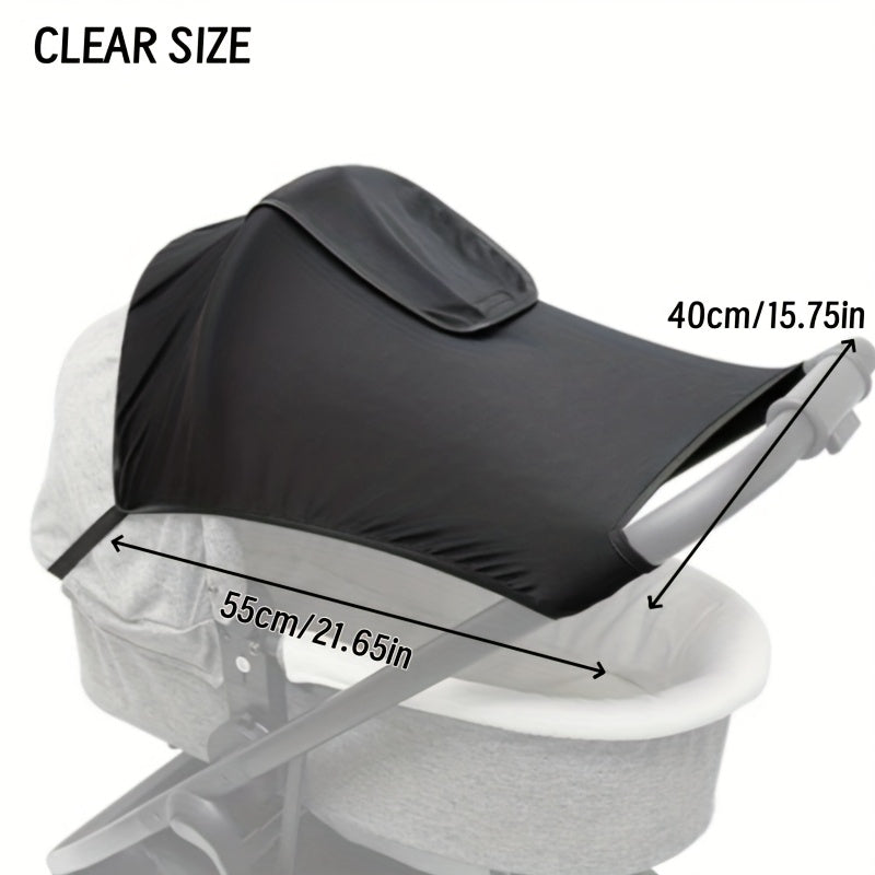 Stroller Canopy Sunshade with Elastic Mesh Sunroof, UV-Resistant Stretchable Single-Piece Sun Cover for Baby Strollers, Lightweight & Easy to Carry, Black