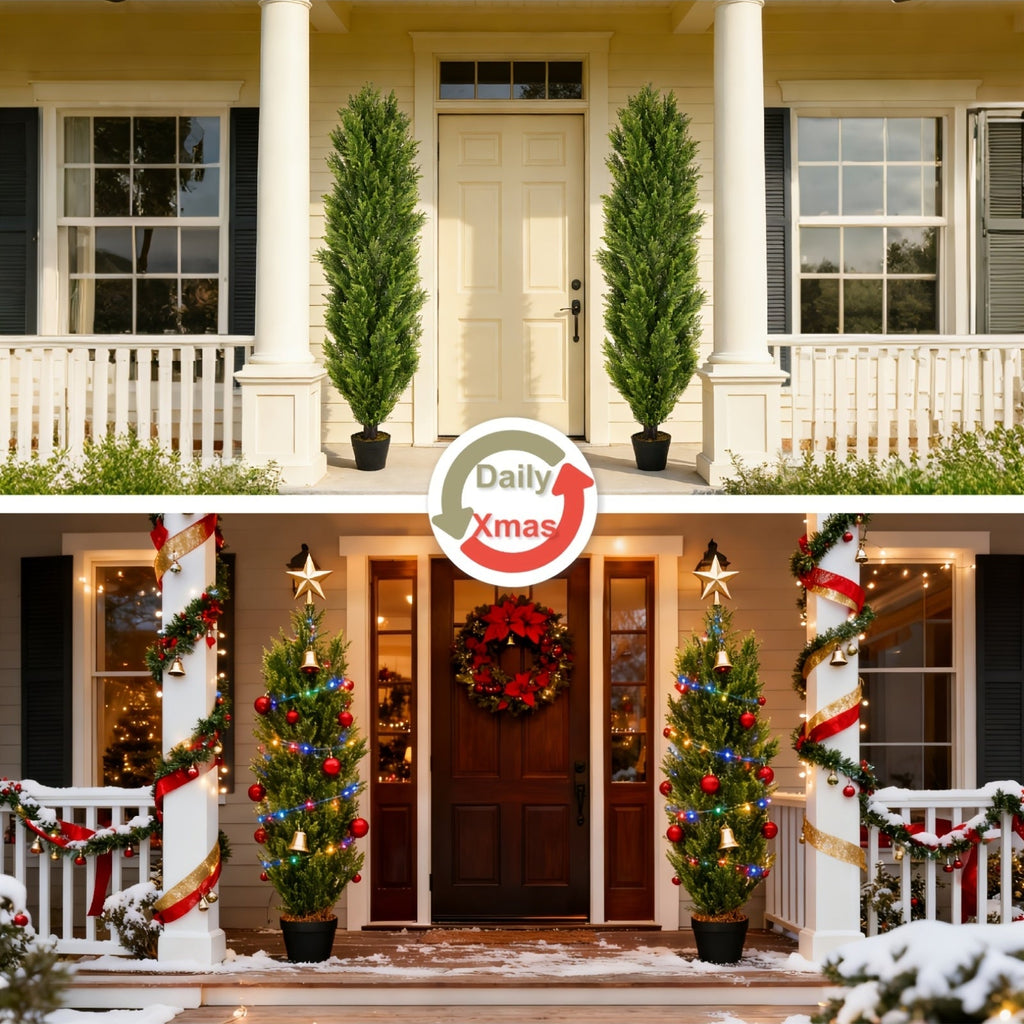 Cedar Topiary Trees 2-Pack, UV-Resistant Faux Greenery for Outdoor & Indoor – Low-Maintenance Artificial Plants for Patio, Garden, Front Porch & Office Decor, Choose 3FT 4FT or 5FT – Nova Mart