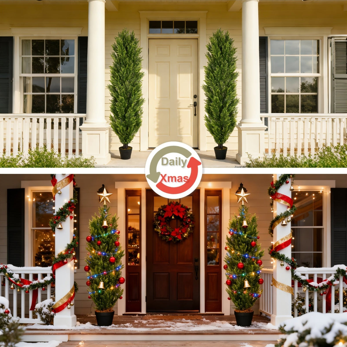 Cedar Topiary Trees 2-Pack, UV-Resistant Faux Greenery for Outdoor & Indoor – Low-Maintenance Artificial Plants for Patio, Garden, Front Porch & Office Decor, Choose 3FT 4FT or 5FT – Nova Mart