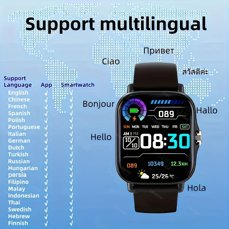 Smartwatch 1.83-Inch Full Touch Screen, Wireless Calling, Message Reminder, Heart Rate & Sleep Monitor, Pedometer, Multi-Sport Modes, USB Rechargeable Fitness Watch for Men and Women