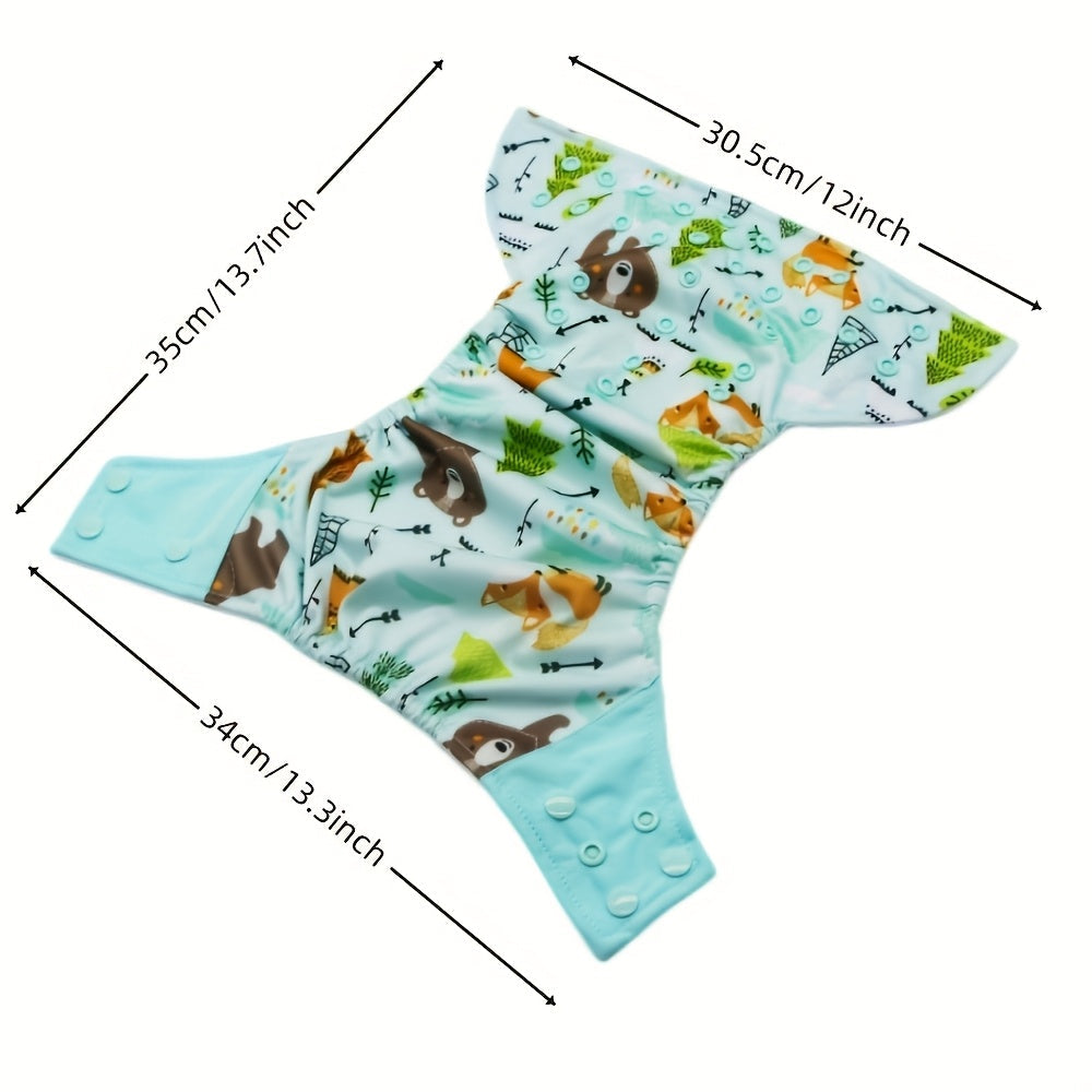 12-Piece Reusable Baby Cloth Diapers with 6 Absorbent Inserts, Adjustable Washable Leakproof Nappy Covers for Newborn to Toddler Ages 0-3 Years (3-15kg)