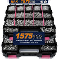 1575-Piece Nut & Bolt Assortment Set - Phillips & Flat Head Screws, Nuts, Bolts & Washers with Double-Sided Storage Case - 10 Colors