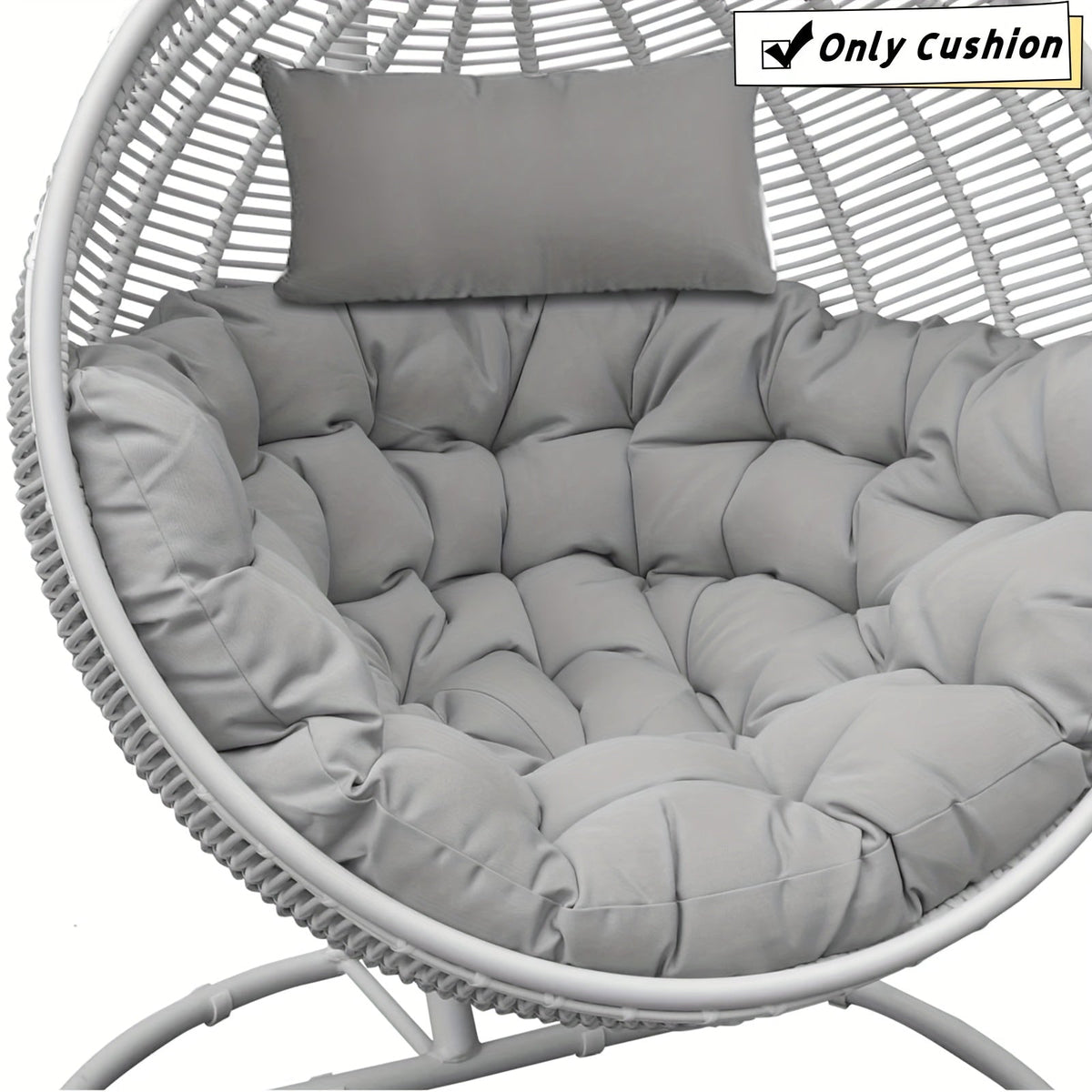 Egg Chair Cushion Only 45 In Thick Swing & Hammock Replacement Pad Water-Resistant 6D PP Cotton Removable Liner with Headrest Indoor & Outdoor Garden Patio – 8 Colors