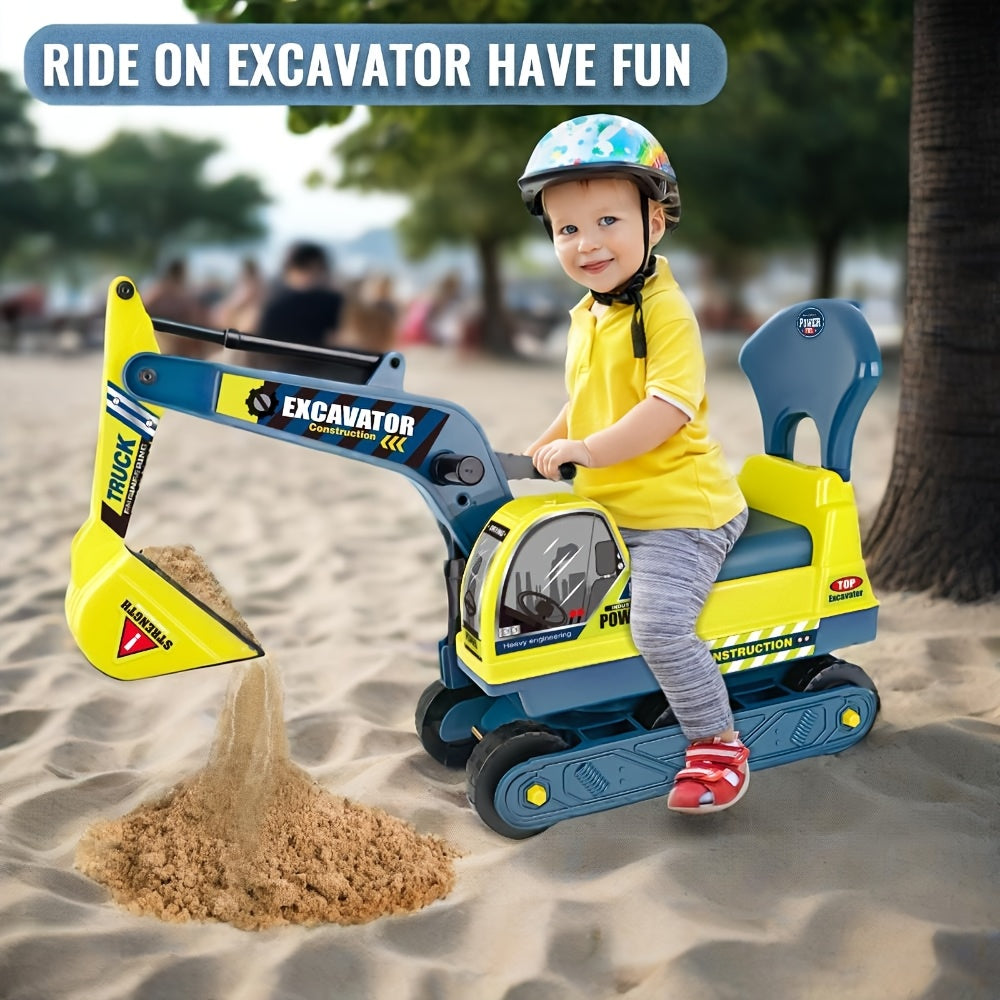 Kids Ride-On Construction Truck Toy, Manual Foot-to-Floor Powered, Safety Bumpers, Durable Build, for Beach & Indoor Play, Toddler & Kids Ages 3 4 5 6+, Holiday Birthday Gift