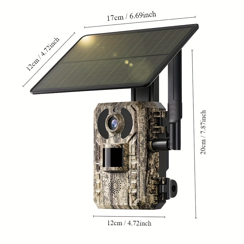 4G LTE Solar Trail Camera – 4K Live Video Remote Viewing, 82ft HD Night Vision, 0.2s Trigger Speed, Built-in SIM Card, IP65 Waterproof, No WiFi Required, Hunting Wildlife Camera, 1 pc / 4 pcs