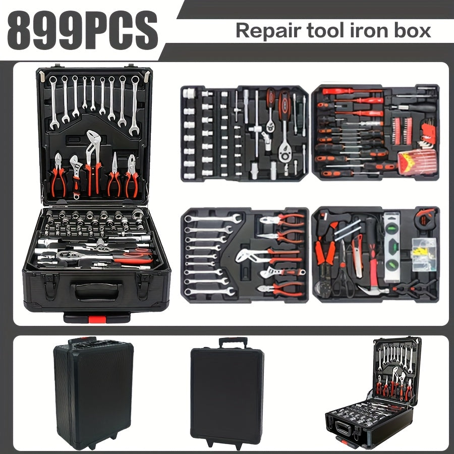 899-Piece Home & Automotive Tool Kit with Storage Box & Socket Wrench Set for Mechanics, DIY Repairs, Woodworking & Craft – Comprehensive All-in-One Toolbox for Home, Garage & Workshop