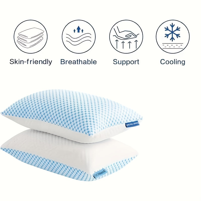 2-Pack Cooling King Size Pillows – Hotel Quality Non-Collapsing Down Alternative with Memory Foam Filling, Polyester & Viscose Cover, Machine Washable, for Side, Back, and Stomach Sleepers