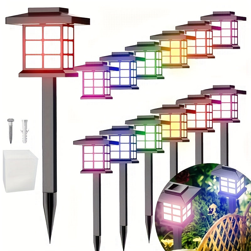 Solar Outdoor Garden Lights 6/12/24 Pack IP44 Waterproof | Warm White & Colorful LED Landscape Pathway Lights for Yard, Courtyard, Patio, Holiday Decoration – Auto On/Off