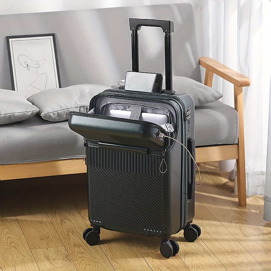 20-Inch Carry-On Luggage with Password Lock & Spinner Wheels – Lightweight Large Capacity Hard Shell Suitcase for Travel in Red White Green Gray