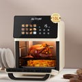 Large Air Fryer Oven with Grill Combo 2.64 Gallon – 12-in-1 Smart Convection Oven with Glass Window Nonstick Basket & Removable Door in White