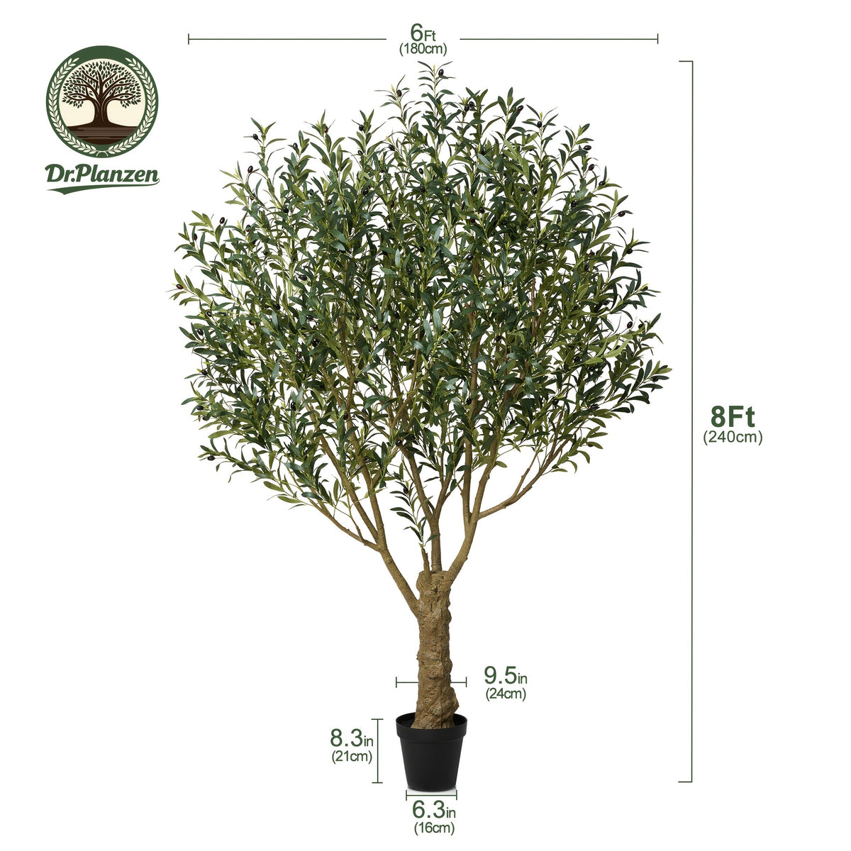 Artificial Olive Tree 5/6/7/8ft with Black Planter, Faux Olive Plant with Silk Leaves & Realistic Trunk, UV-Resistant Indoor Outdoor Home Office Living Room Bedroom Decor, No Maintenance