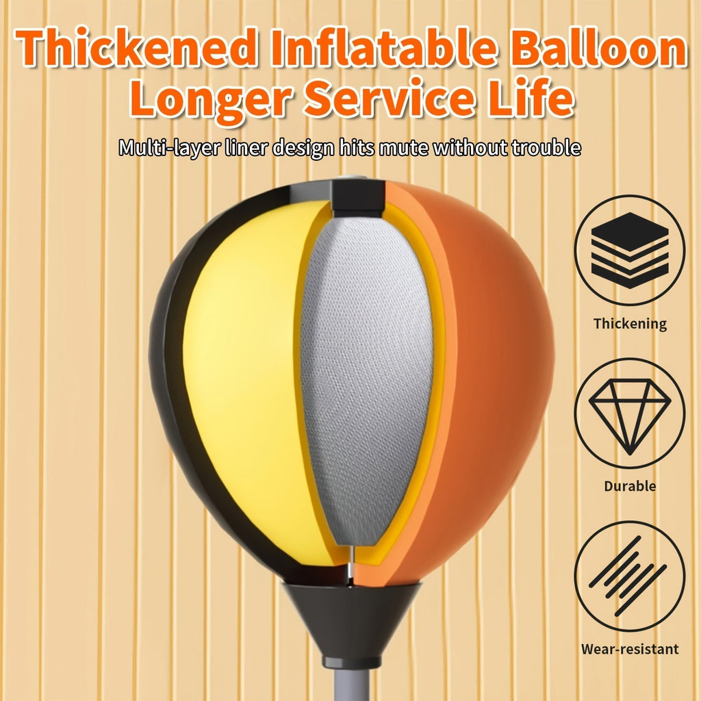 Boxing Reflex Ball on Stand – Freestanding Adjustable-Height Speed Bag for Reaction Training (Adults, Teens, Seniors) – Indoor Fitness Punching Ball with 3 Floor Anchors