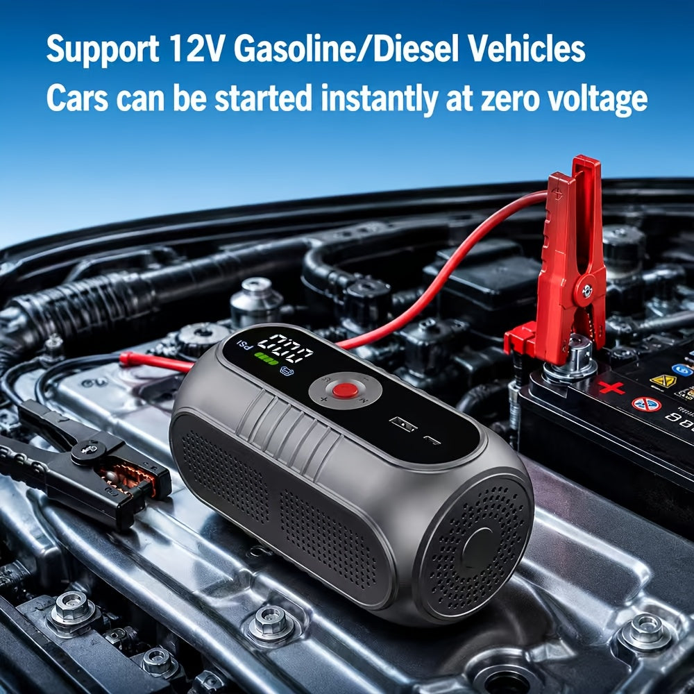 3000A 9-in-1 Car Jump Starter with Built-in Tire Inflator, USB Ports & LED Emergency Light – 12V Portable Wireless Battery Booster for Cars, Trucks & SUVs – Roadside Emergency Tool – Velora