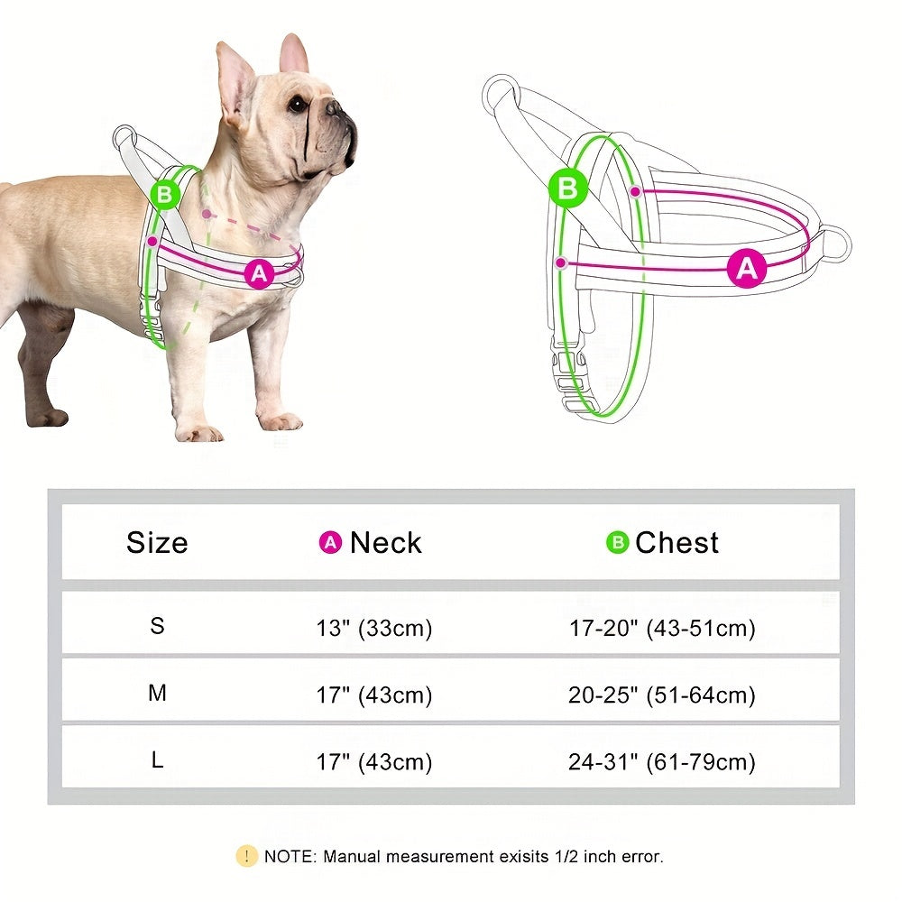 No-Pull Dog Harness Vest & Leash Set for Medium Large Dogs – Padded Nylon Adjustable Safety Vest with Durable Leash for Bulldog, Boxer, Pitbull, Sizes S M L, Purple, Black, Red, All-Day Comfort Walking