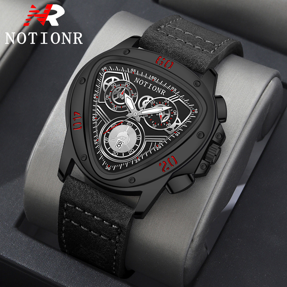 2pcs Men's Watch Set: Sports Triangle Dial Silicone Strap and Retro Square Dial Quartz Watch with Date Display, Casual Dress Watches for Valentine's Day or Father's Day Gift