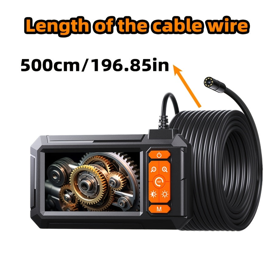 Industrial Endoscope Inspection Camera - 4.3" IPS Display, 1080P, 8 LED Lights, Semi-Rigid Cable, IP67 Waterproof for Sewer, Pipe & Wall Inspection - 2M & 5M