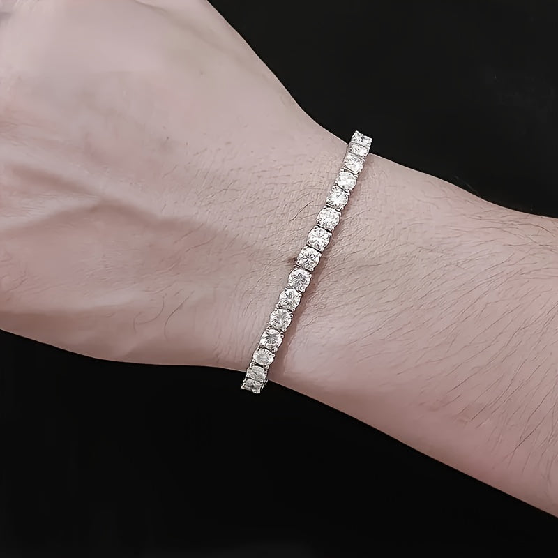 925 Sterling Silver 5mm Moissanite Tennis Bracelet – Sparkling Lab-Grown Diamond Hip Hop Luxury Jewelry Gift for Women, Ideal for Banquets, Weddings, Anniversaries, Birthdays, Christmas, and Mother's Day