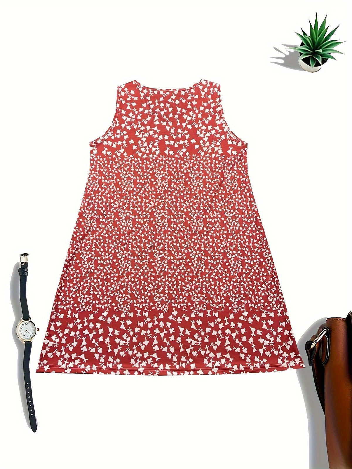 Women's V-Neck Sleeveless Summer Floral Print Casual Sundress, Loose Fit Beach Vacation Dress for Women S M L XL XXL