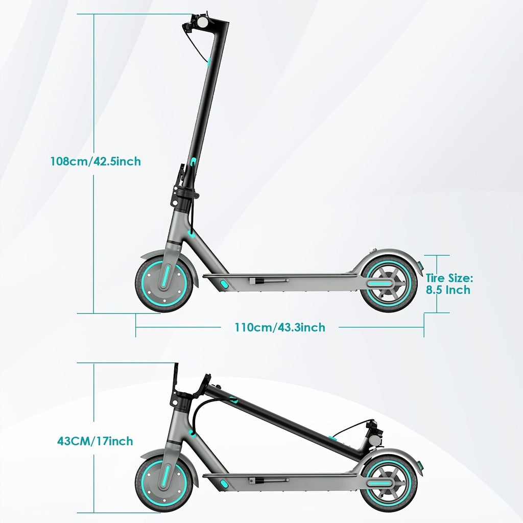 Foldable Electric Scooter for Adults, 350W Brushless Motor, Dual Drum Brakes, 8.5-Inch Solid Tires, 3-Speed LCD Display, 265 lbs Max Load, 3-Second Folding Portable Urban Commuter E-Scooter
