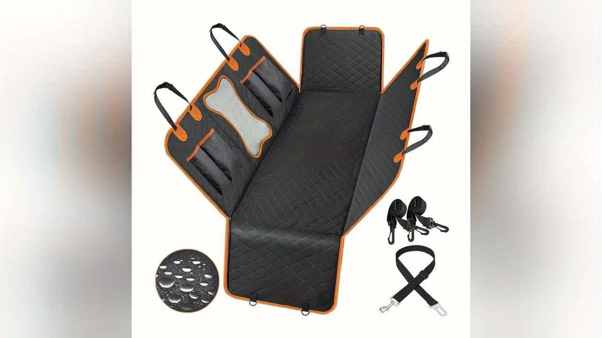Heavy Duty Dog Car Seat Cover Waterproof Non-Slip Backseat Protector Scratch-Proof Spill-Proof Nylon Pet Seat Cover with Side Flaps for SUV, Sedan, and Truck, Easy Install, Machine Washable
