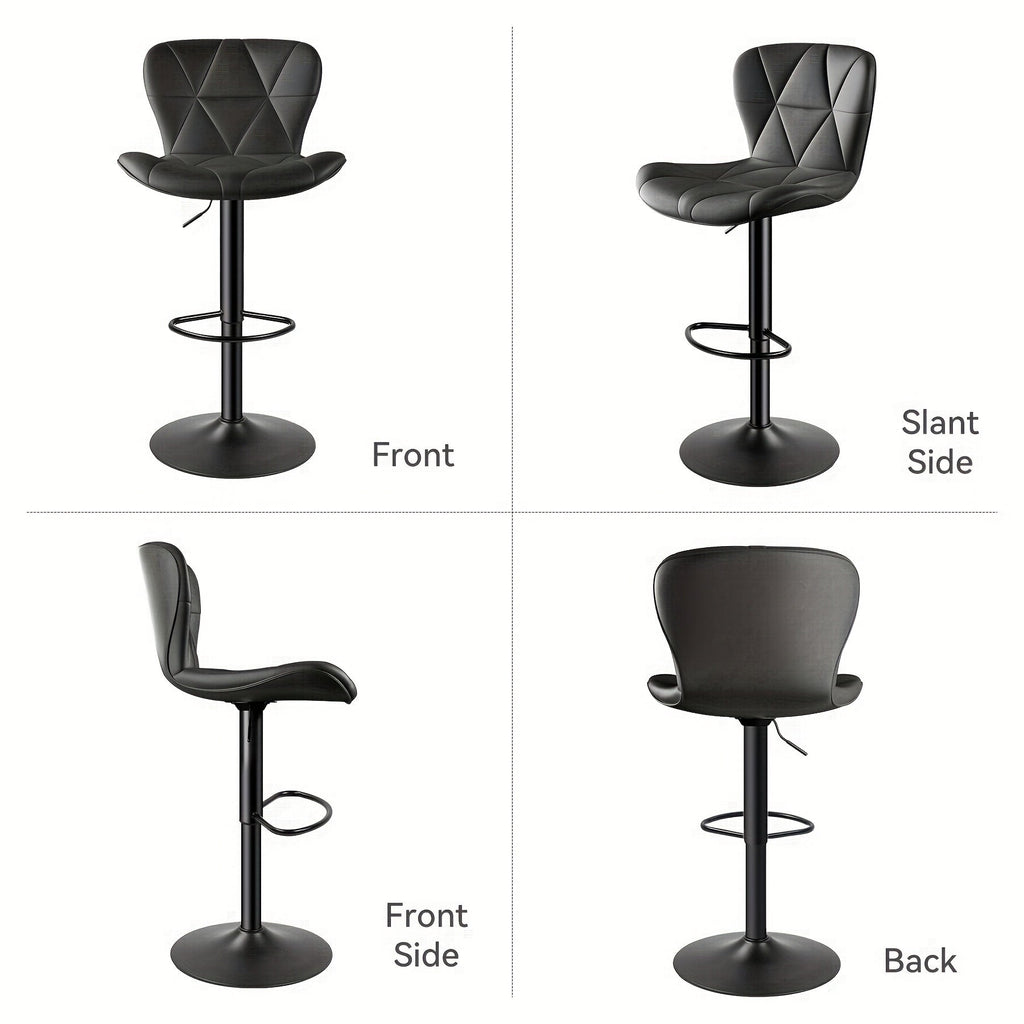 Modern Adjustable Faux Leather Swivel Bar Stool with Back – Thickened Seat Cushion Square Island Counter Stool for Kitchen Bar & Restaurant in 6 Colors (Set of 1 2 3 or 4)