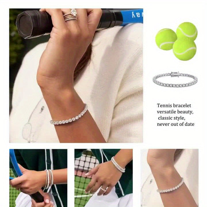 925 Sterling Silver 5mm Moissanite Tennis Bracelet – Sparkling Lab-Grown Diamond Hip Hop Luxury Jewelry Gift for Women, Ideal for Banquets, Weddings, Anniversaries, Birthdays, Christmas, and Mother's Day