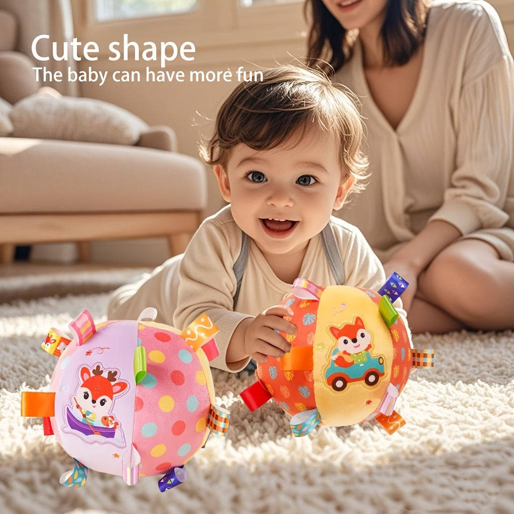 Baby Grasp Ball Rattle Toy for Newborns, Soft Animal Sensory Shaker for Infant Hand Grasp Training & Early Learning, Cute Animal Designs for Boys & Girls 0-12 Months, Baby Shower Gift