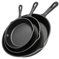 3-Piece Cast Iron Skillet Set with Pour Spouts – Pre-Seasoned Non-Stick Heavy-Duty Cookware for Holiday Cooking, RV Camping, Campfire Meals, Oven & Stovetop Safe Kitchen Gift