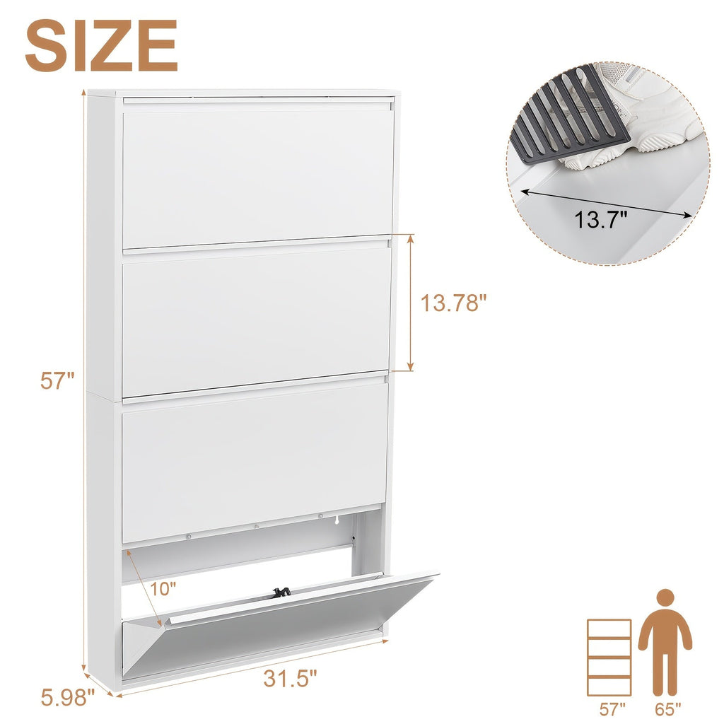 Wall Mounted Shoe Rack 3-Tier or 4-Tier – Heavy-Duty Alloy Steel Shoe Organizer for Entryway, Bedroom & Closet, Space-Saving Ventilated Design for Sneakers & Boots, Cream White Black Blue – Nova Mart