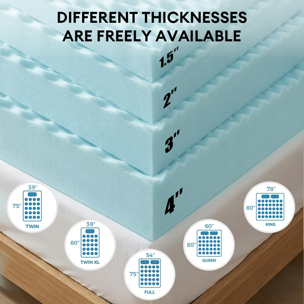 Memory Foam Mattress Topper 5-Zone Gel, Breathable Ventilated Stain Resistant, 1.5"/2"/3"/3.8" Thickness, Fits All Mattress Sizes, Pressure Relief Cooling Bed Topper for Better Sleep, Blue