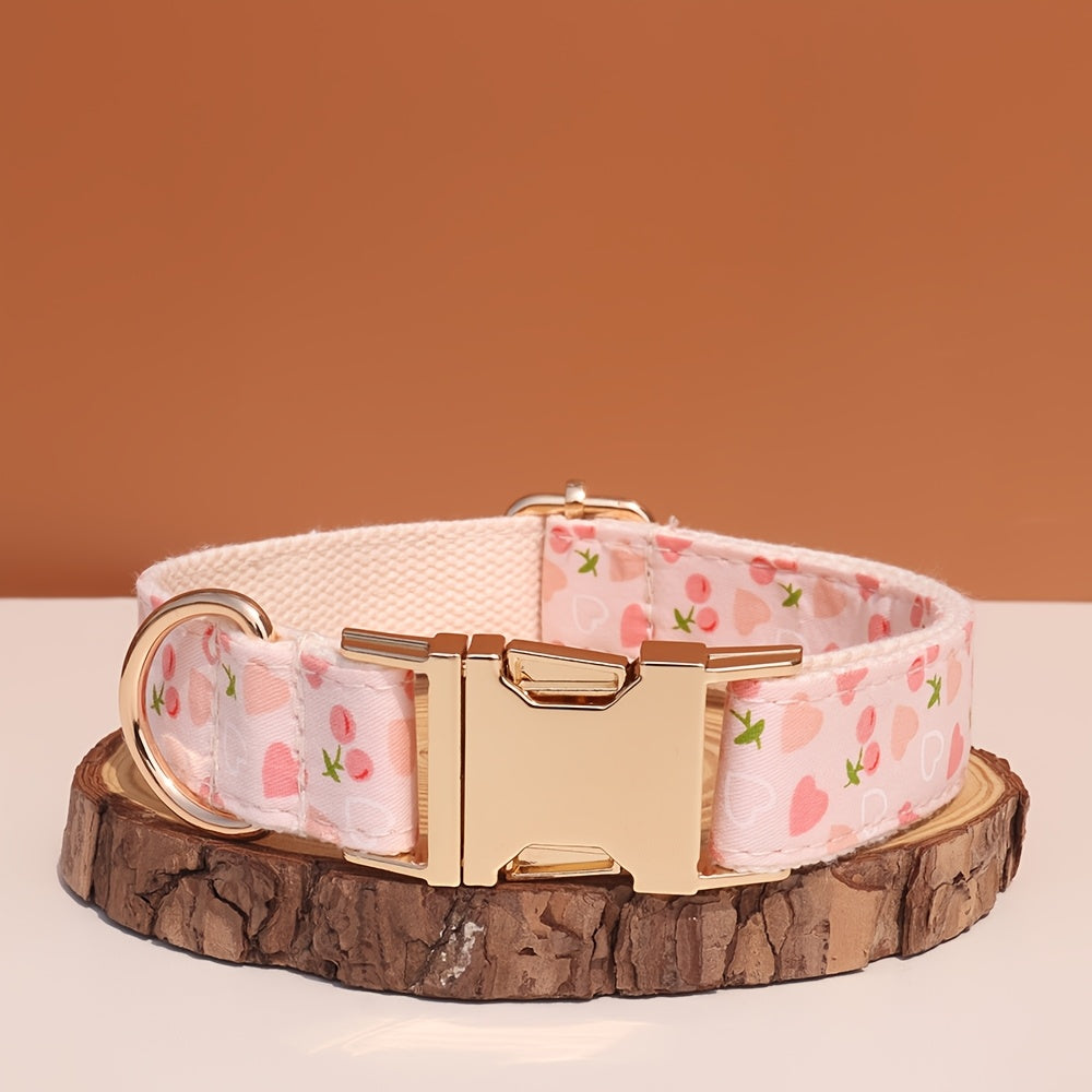 Personalized Dog Collar with ID Tag - Customizable Anti-Lost Pet Collar in 21 Styles, Adjustable XS to XL for Small, Medium, and Large Dogs, Plaid, Floral, and Dot Patterns, Engraved Contact Information