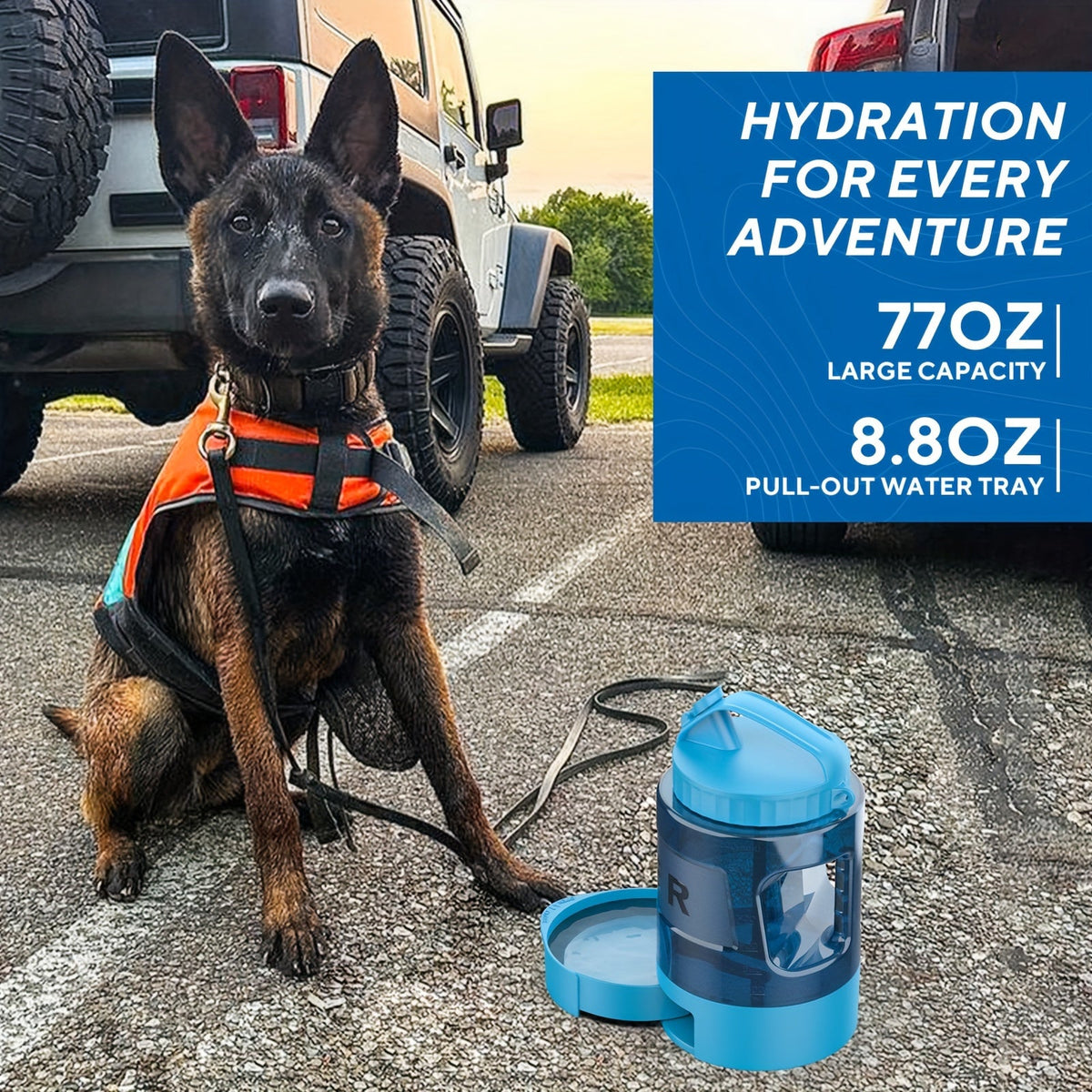 Dog Travel Water Bottle 74oz Large Capacity - Portable Pet Water Bottle with Detachable Drinking Bowl, Leak-Proof Design for Hiking, Camping, and Dog Parks, Suitable for Large, Medium, and Small Dogs for Outdoor Adventures