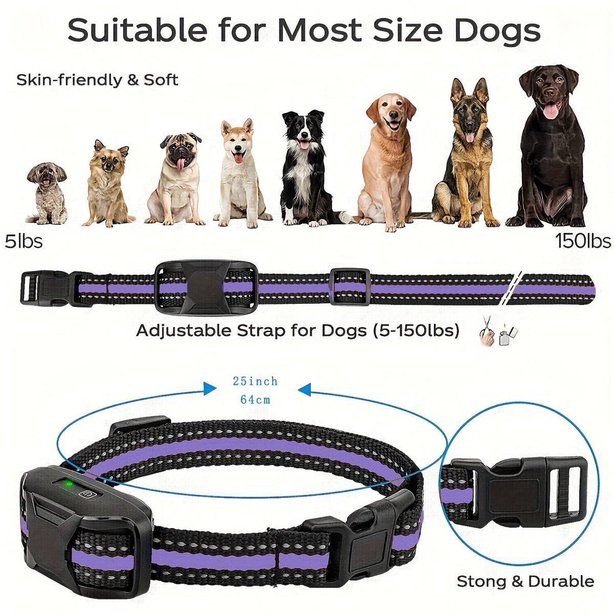 Dog Training Collar with Remote – 4150ft Range, Shock, Vibration & Beep Modes, Rechargeable E-Collar for Small to Large Dogs 5-150lbs, 1-Dog & 2-Dog Options, Purple