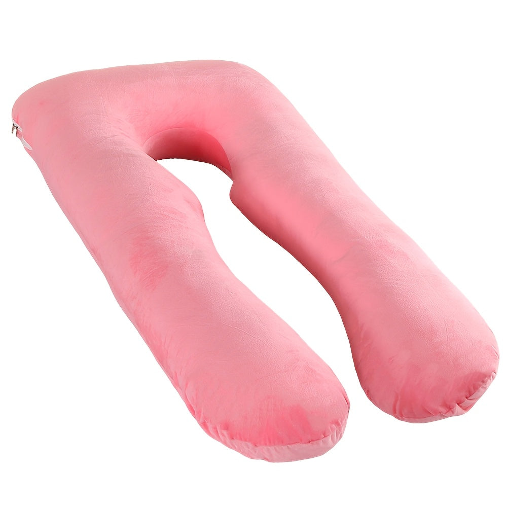 J & U-Shaped Pregnancy Pillow, Full Body Maternity Pillow with Velvet & Flannel Cover, Back, Legs & Belly Support for Pregnant Women, 43", 47" & 55", Multiple Colors