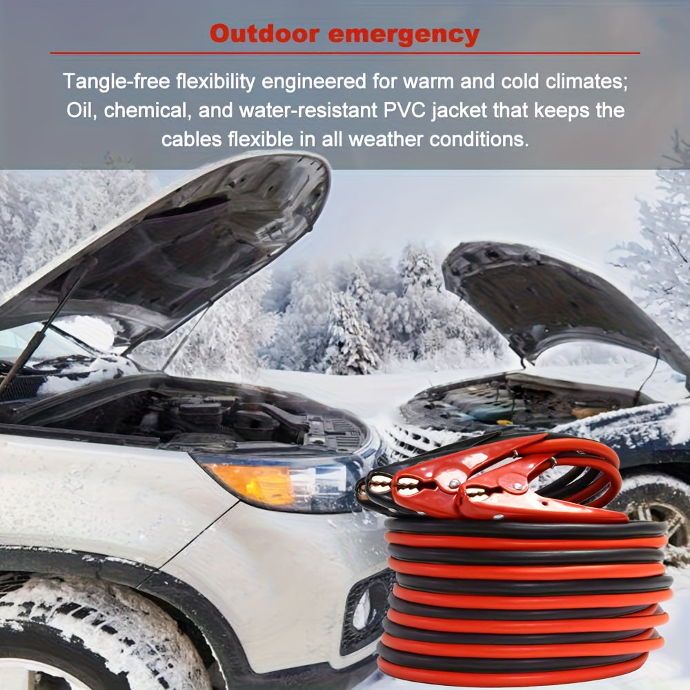 重型跨接启动电缆 2号线 800A，汽车/SUV/卡车用应急启动电缆，专业级铜质夹具，附赠收纳袋 – 提供10英尺和20英尺规格 – LIALEX