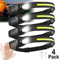 4-Pack USB Rechargeable LED Headlamp, Ultra-Bright Hands-Free with Adjustable Headband, Built-in 1200mAh Lithium Battery, Multi-Mode Emergency Work Light for Camping, Hiking, Running, Fishing, and Repairing