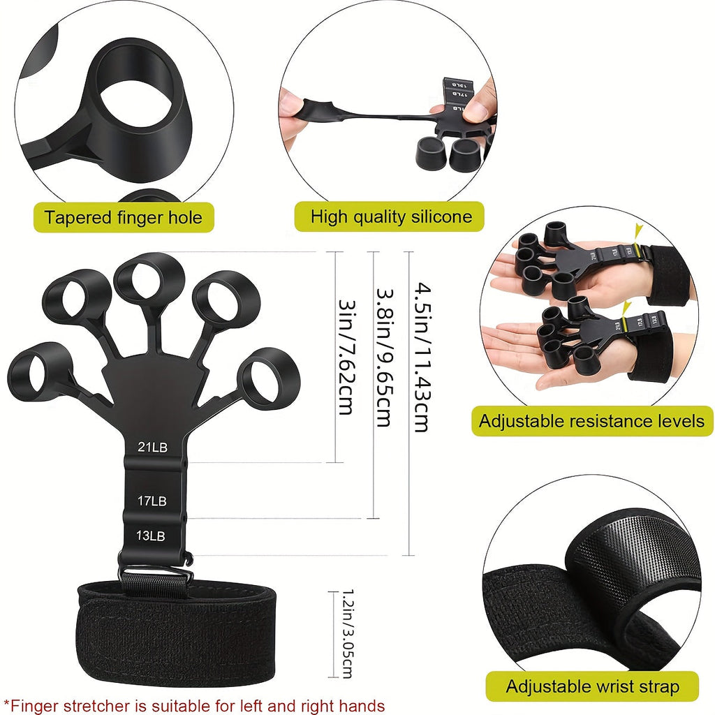 4-Piece Grip Strength Training Set: Adjustable Hand Grip Strengthener (10-130 lbs), Finger Exerciser, Forearm Workout Ring, and Exercise Ball for Athletes, Climbers, Musicians, Men, and Women