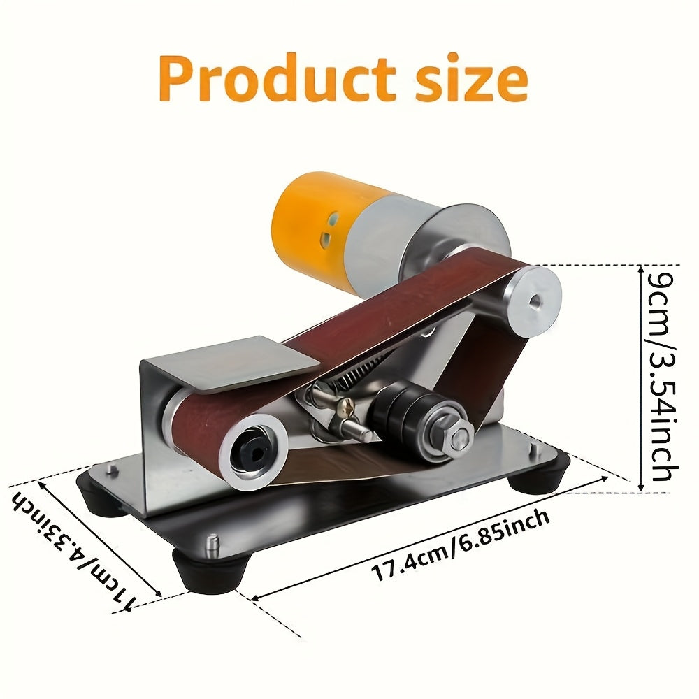 Mini Belt Sander Electric 7 Speed Adjustable 110V Small Grinder Sharpener Polisher with 10 Sanding Belts for Knife Making Wood Metalworking DIY Handcraft