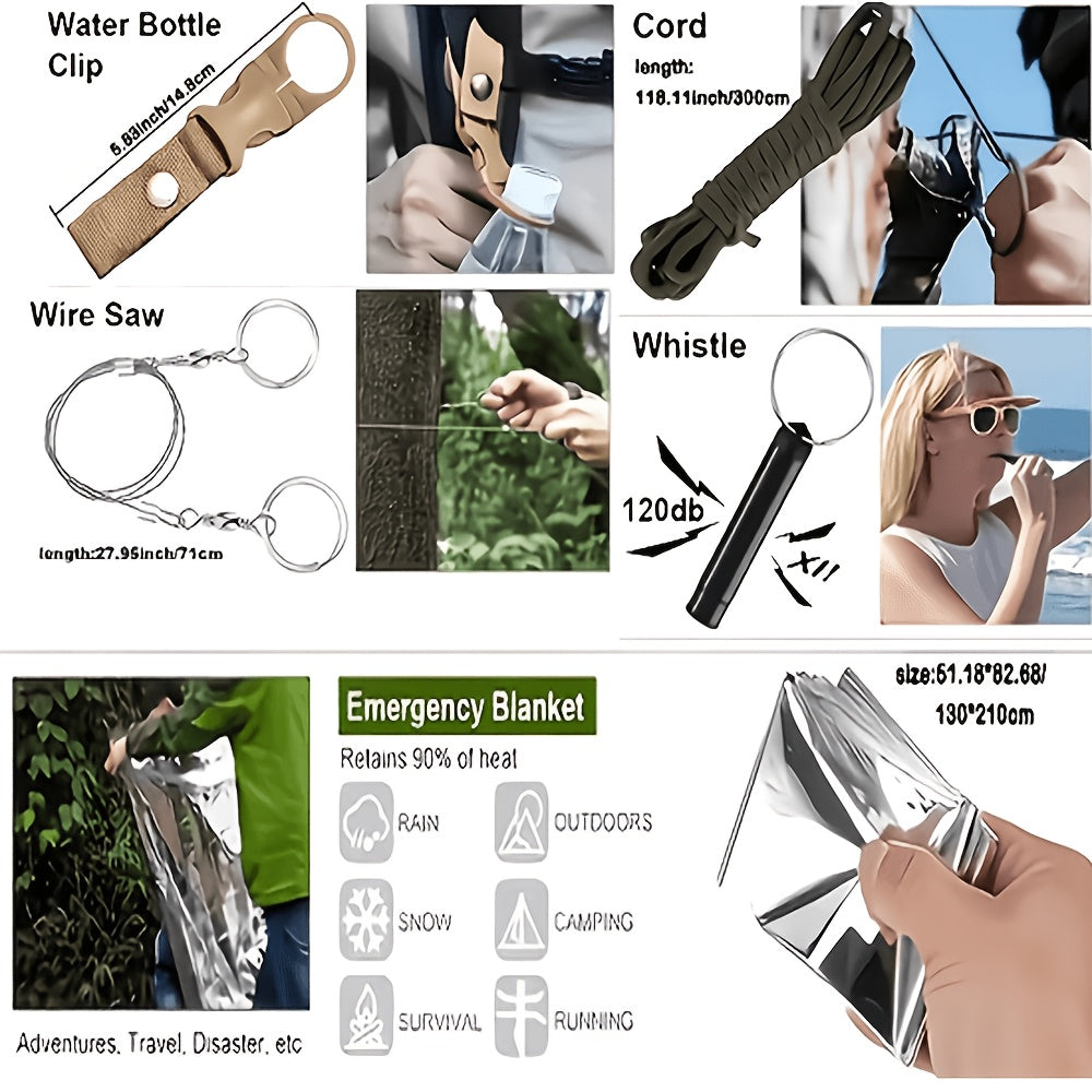 242-Piece Survival Kit – Outdoor Emergency Gear with Fire Starter & First Aid Tools for Camping, Hiking, Travel, Car, and School, Gift for Men & Women, Multiple Colors