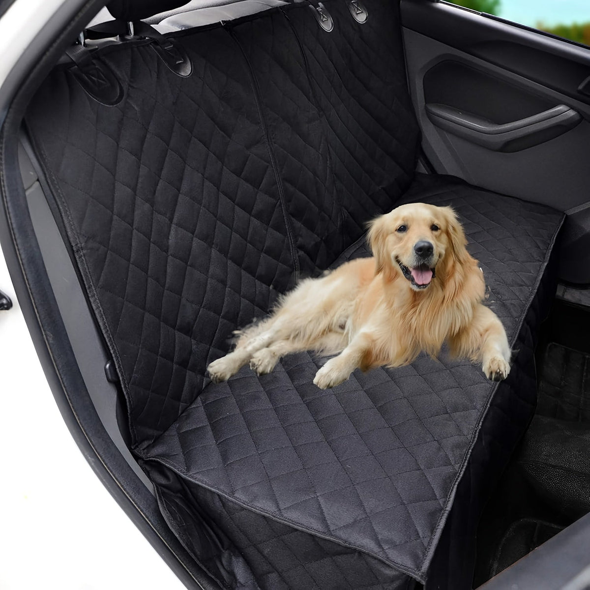 60/40 Split Bench Car Seat Cover for Cars, Trucks, and SUVs – Waterproof Rear Seat Protector for Pets & Kids, Easy-Clean 100% Polyester, Universal Fit, Black