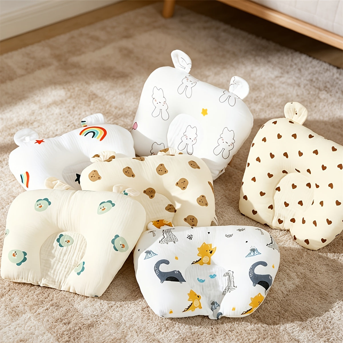 Baby Infant Head Ear Protection Pillow for Stroller & Car Seat, Soft Newborn Neck Support Cushion with Cute Animal Styles, Safe Sleep Headrest for 0-18 Months