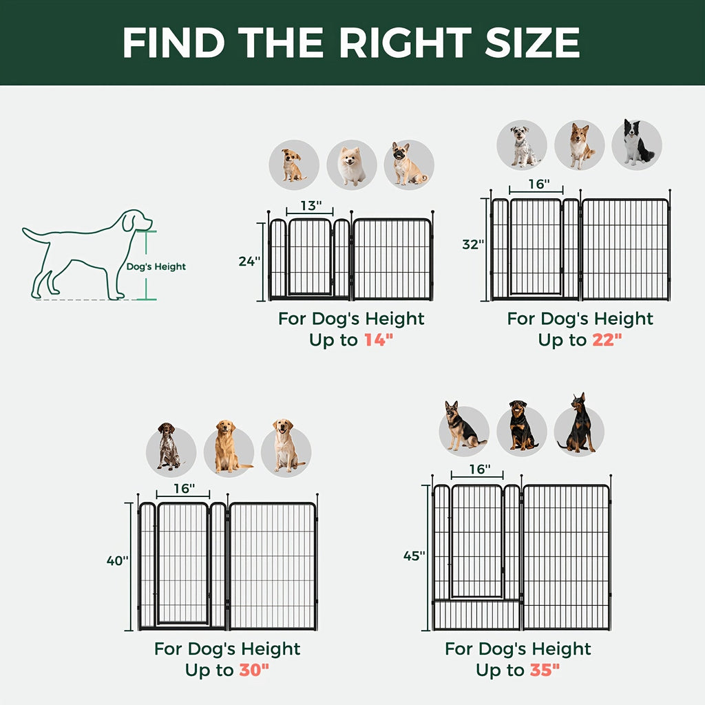 FXW Dog Playpen Heavy Duty Metal Pet Fence with Gate – 8/16/24/32/48 Panels, 24/32/40 Inch Height, Indoor & Outdoor Exercise Pen for Large, Medium, and Small Dogs, Portable Yard, Garden, and RV Camping Enclosure